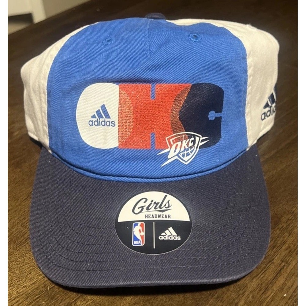 Oklahoma City Thunder Adidas Youth Girls Navy Adjustable Strap Slouch Hat Cap